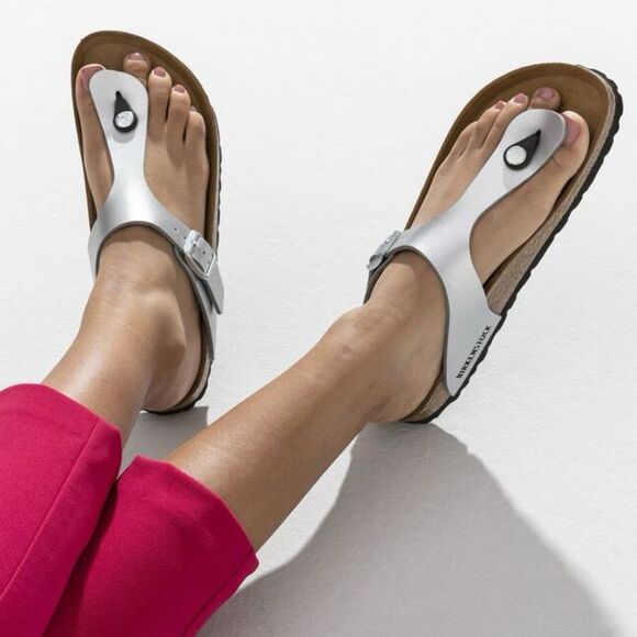 Birkenstock Gizeh Birko-Flor Sandals - Silver - Picture 2 of 14